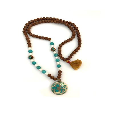 Om Turquoise Pendent Mala