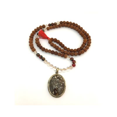 Leopardskin Jasper Pendent Mala